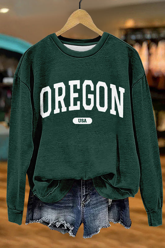 Cozy Oregon Print Sweatshirt