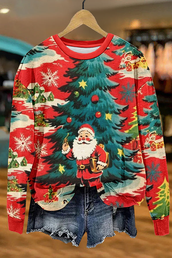 Cute Christmas Santa Claus Print Sweatshirt