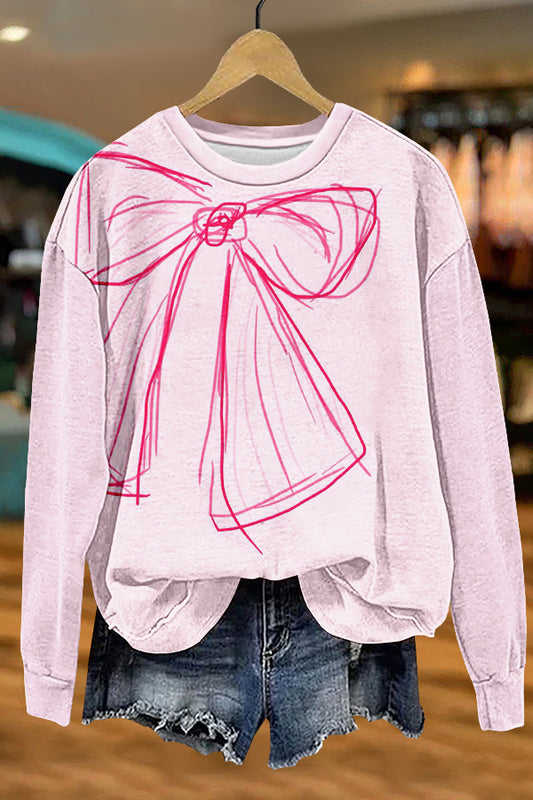 Cute Bow Print Sweatshirt