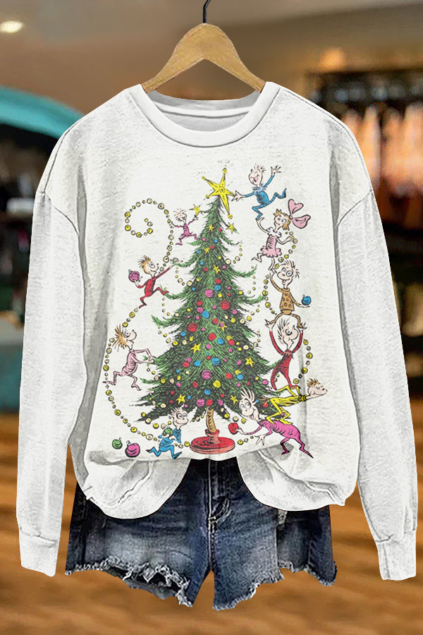 Cute Christmas Grinch Print Sweatshirt