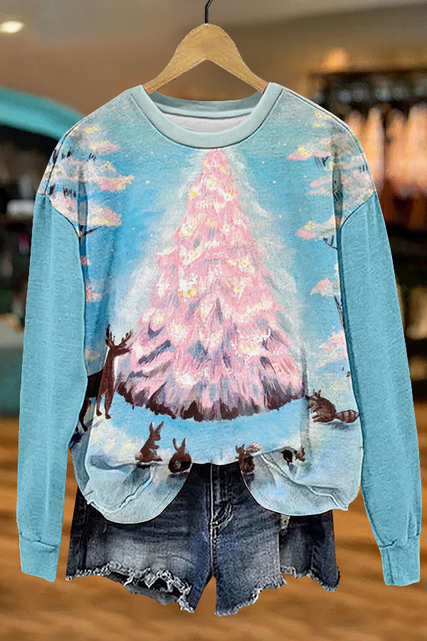 Sweet Christmas Tree Print Sweatshirt