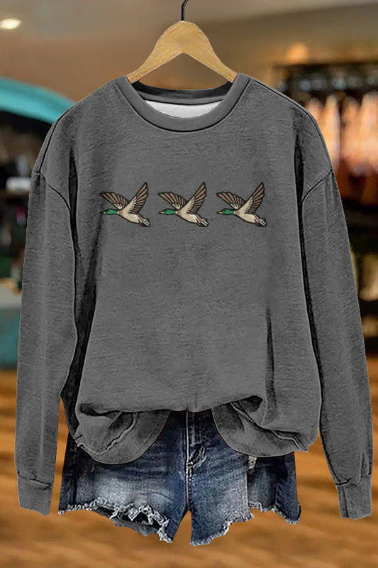 Classic Wild Ducks Print Sweatshirt