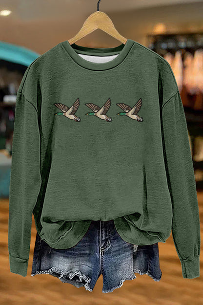 Classic Wild Ducks Print Sweatshirt