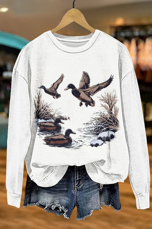 Classic Wild Ducks Print Sweatshirt