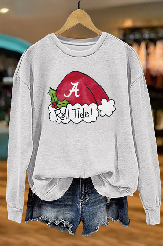 Cute Christmas Gameday Alabama Print Sweatshirt