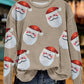 Shiny Christmas Santa Claus Print Sweatshirt