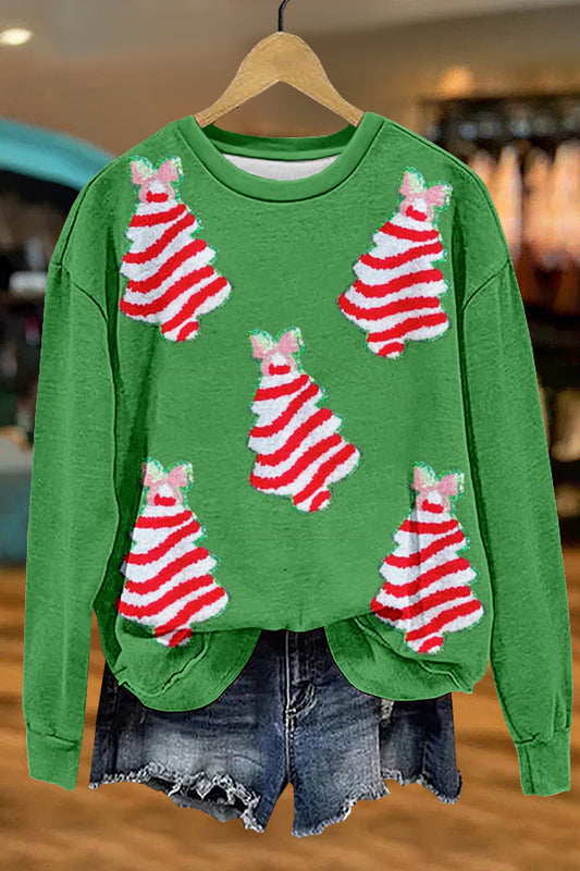 Shiny Cute Christmas Tree Print Sweatshirt