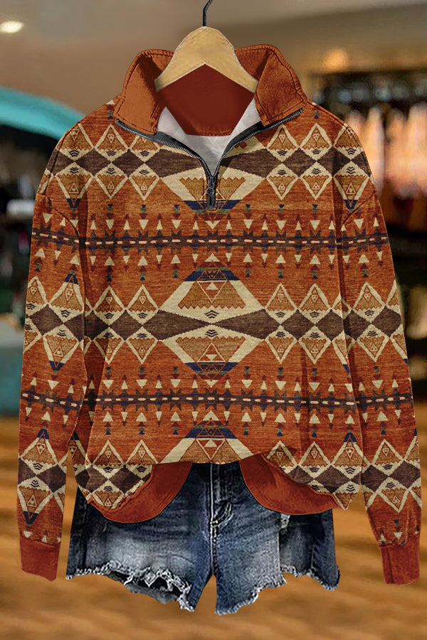 Chic Western Ethnic Totem Print Sweatshirt