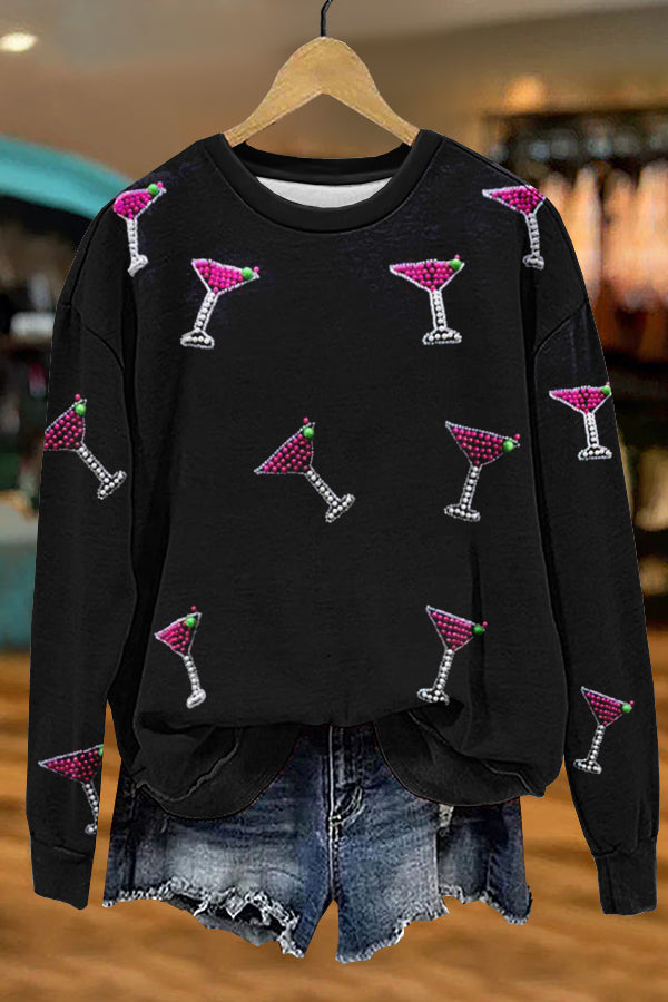 Sparkling Cocktail Glass Print Sweatshirt