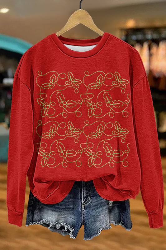 Exquisite Christmas Tree Print Sweatshirt