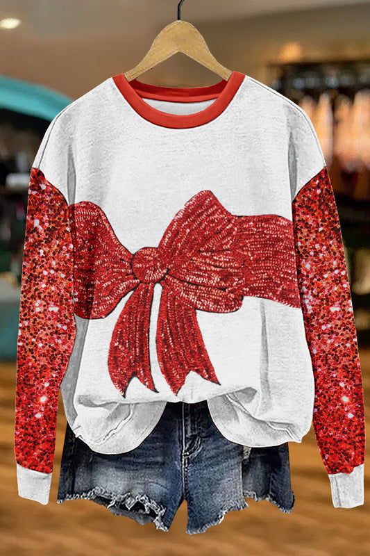 Shiny Christmas Gift Print Sweatshirt