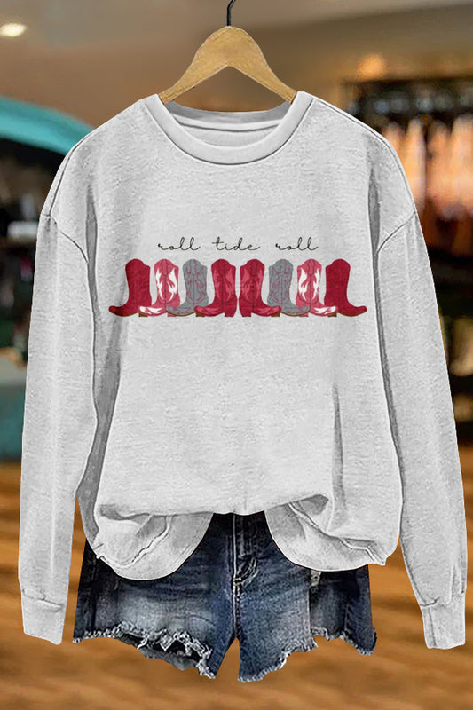 Roll Tide Alabama Western Cowboy Boots Print Sweatshirt