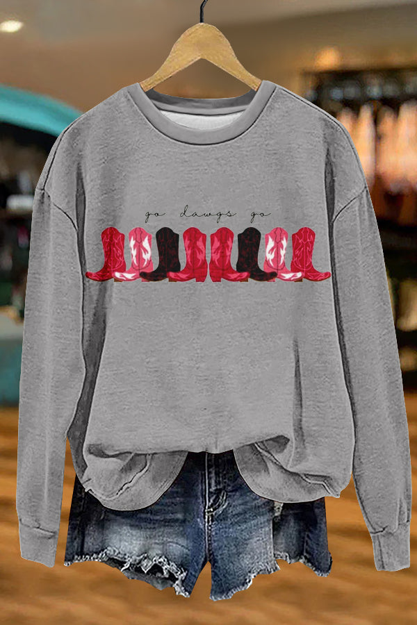 Go Dawgs Georgia Western Cowboy Boots Print Sweatshirt