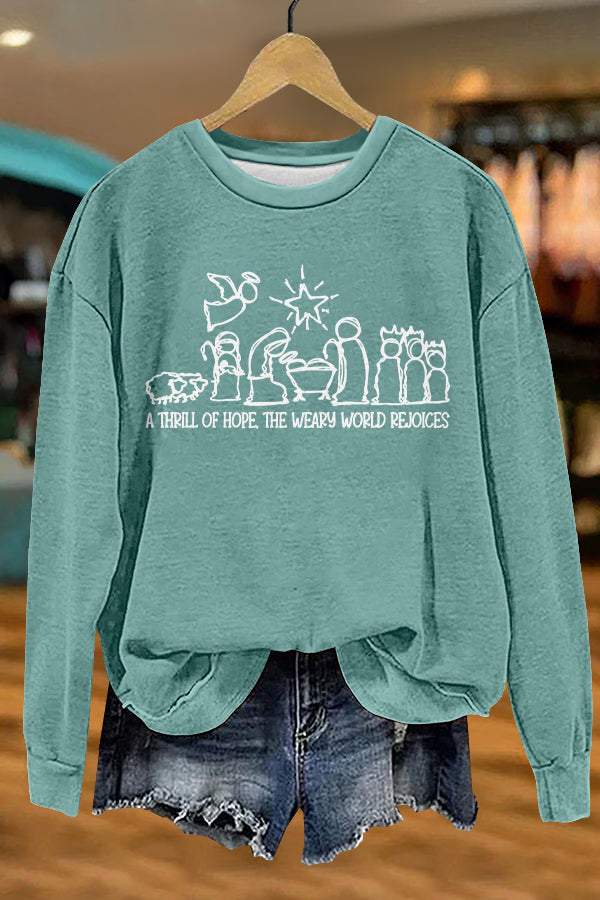 Cute Christian Christmas Print Sweatshirt