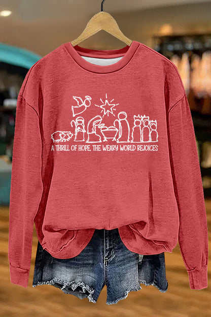 Cute Christian Christmas Print Sweatshirt