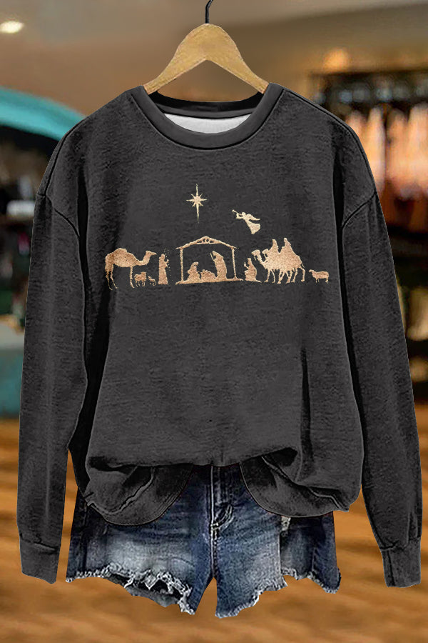 Cute Christian Christmas Print Sweatshirt