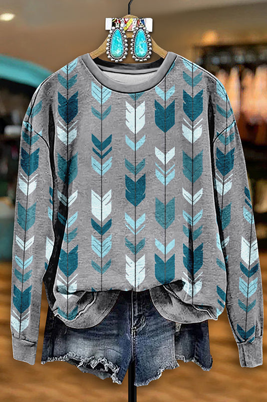 Retro Western Aztec Print Sweatshirt