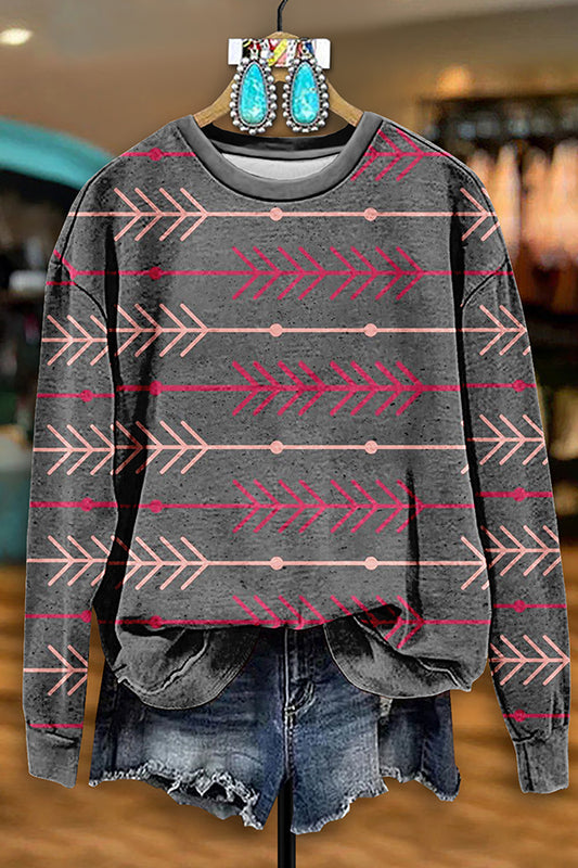 Retro Western Aztec Arrow Print Sweatshirt