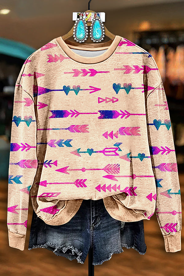 Vintage Western Arrow Print Sweatshirt