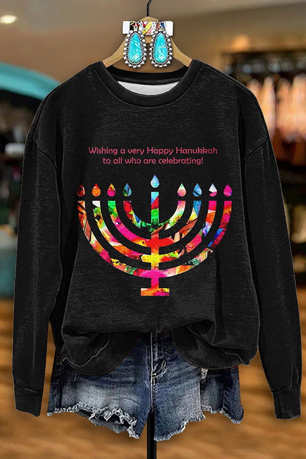 Retro Candlestick Print Sweatshirt