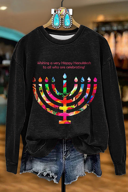 Retro Candlestick Print Sweatshirt