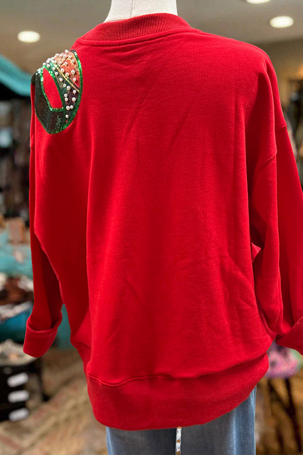 Vintage Christmas Bow Print Sweatshirt