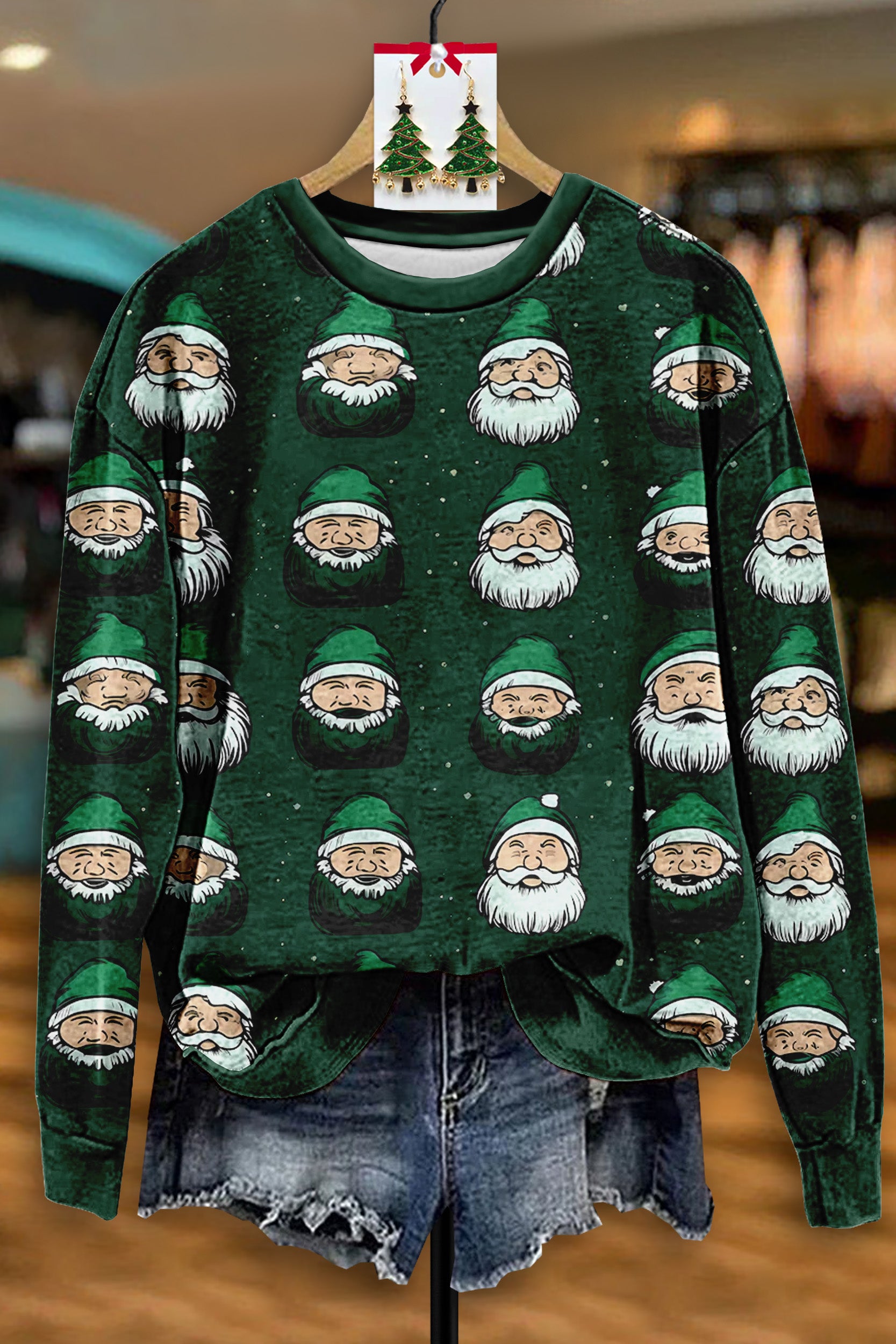 Vintage Santa Claus Print Sweatshirt