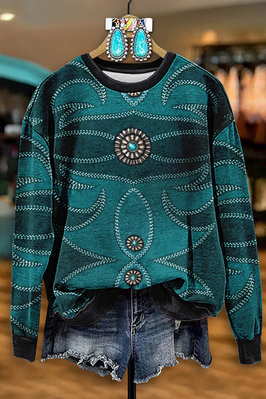 Vintage Boot Stitch Print Sweatshirt