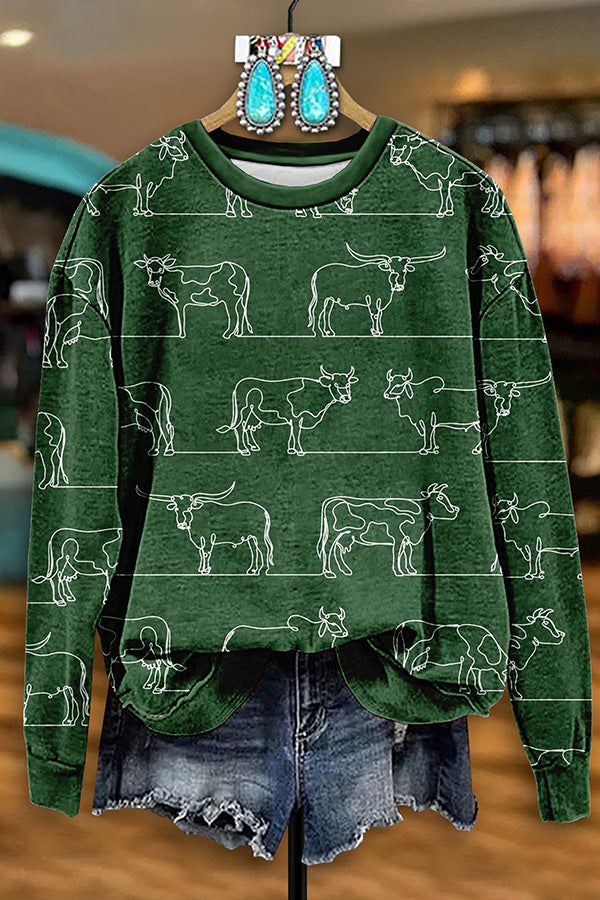 Vintage Western Cow Print Sweatshirt