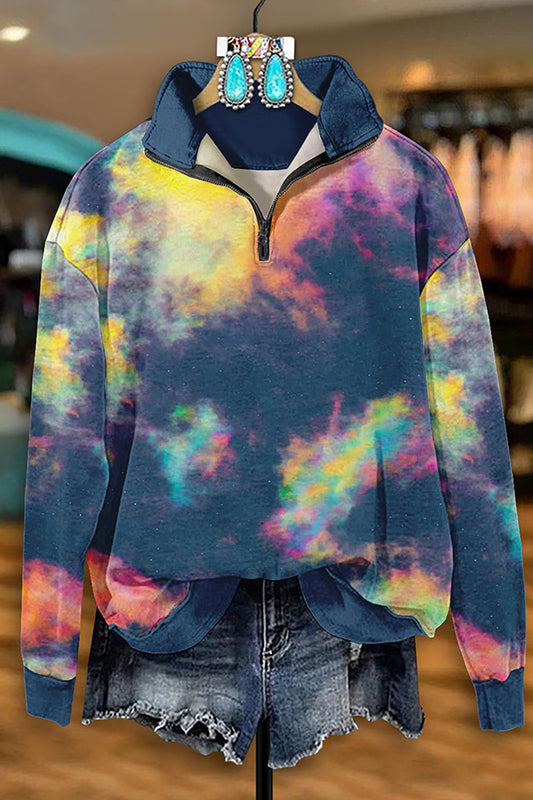 Unique Gradient Starry Sky Print Sweatshirt