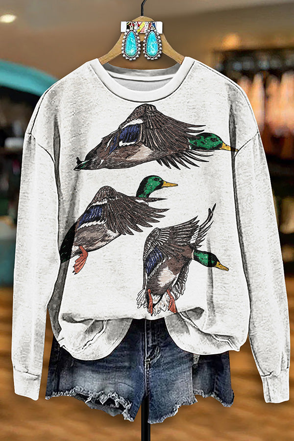 Vintage Western Duck Print Sweatshirt