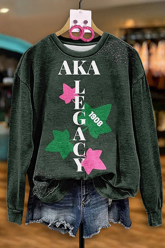 Vintage Alpha Kappa Alpha Sorority Print Sweatshirt