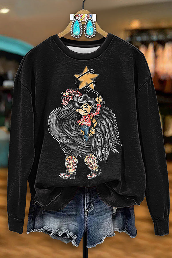 Retro Western Christmas Chicken Sweatshirt