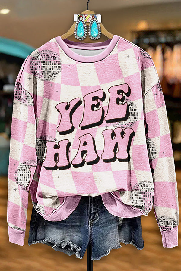 Retro Western Yee Haw Print Sweatshirt