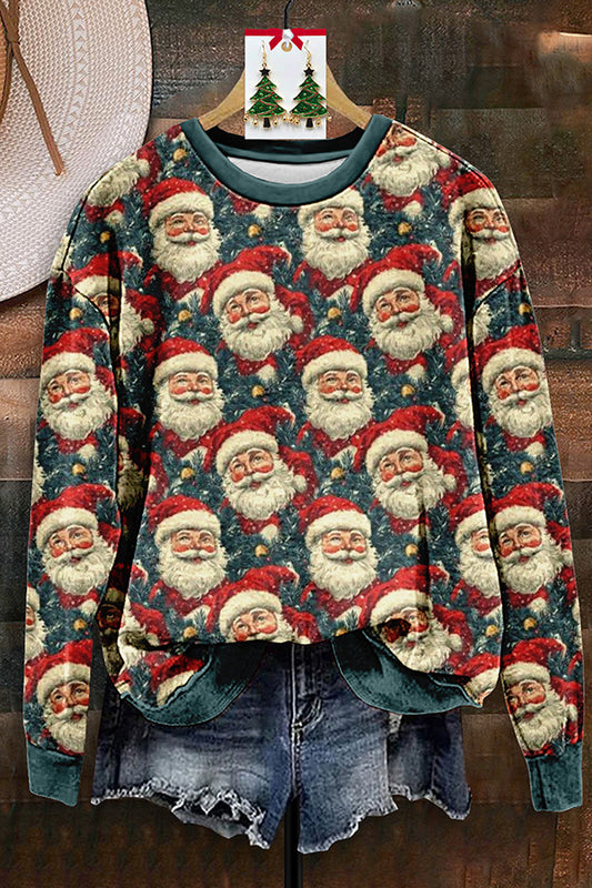 Vintage Santa Claus Print Sweatshirt