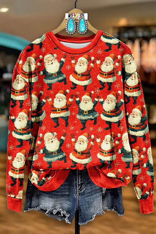 Vintage Santa Claus Print Sweatshirt