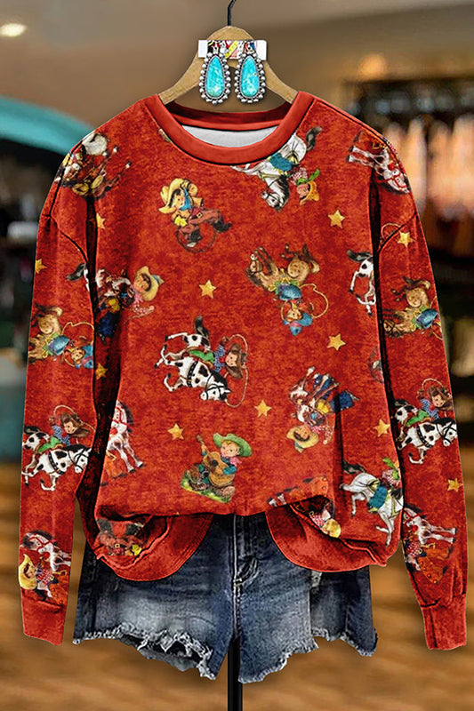 Vintage Western Rodeo Print Sweatshirt