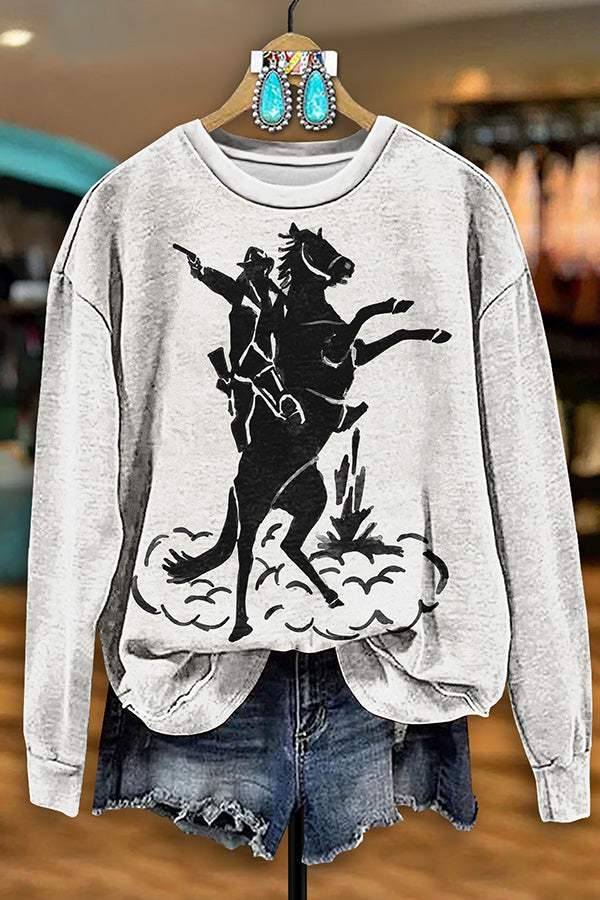 Vintage Western Rodeo Print Sweatshirt