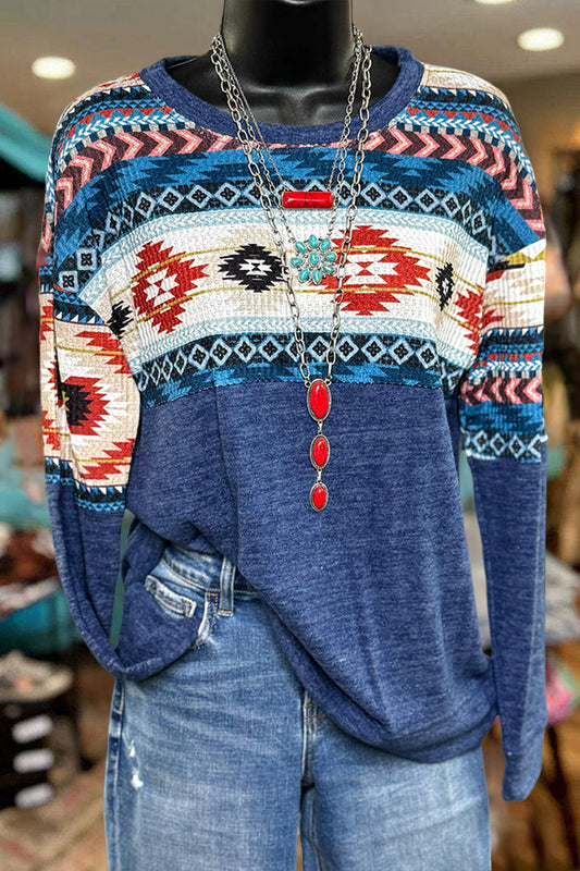 Retro Western Aztec Print Sweatshirt