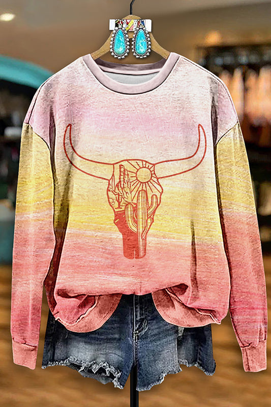 Retro Bull Head Gradient Sweatshirt