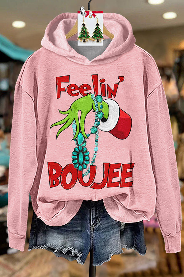 Turquoise Grinch Print Hoodie