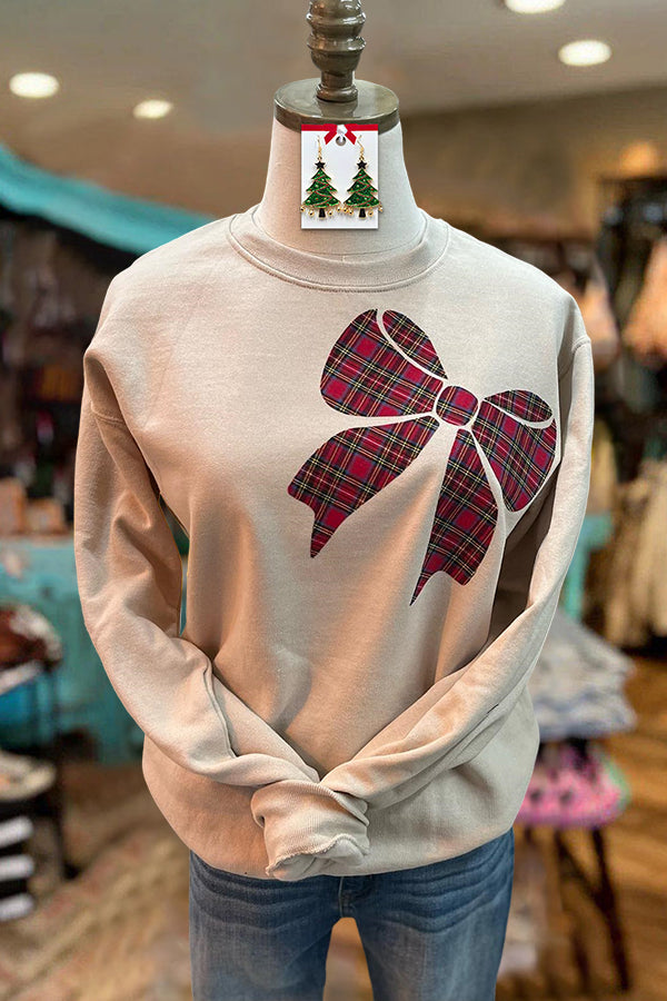 Christmas Bow Print Sweatshirt