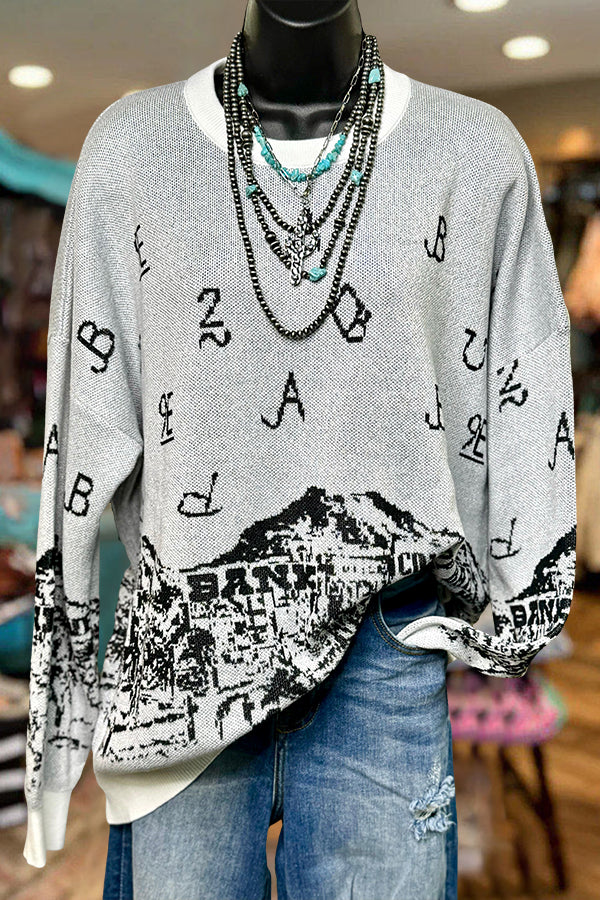 Western Ranch Text Graphic Sweater