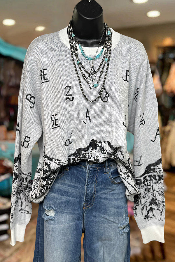 Western Ranch Text Graphic Sweater