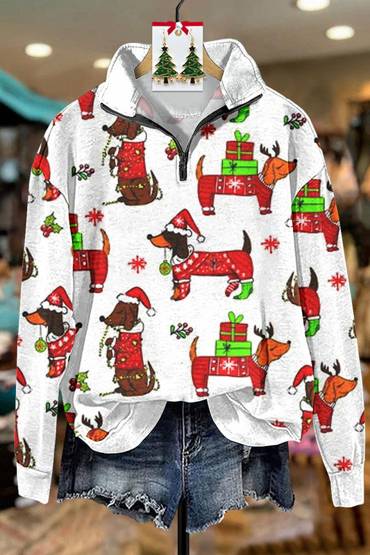 Christmas Gift Dachshund Zipper Sweatshirt