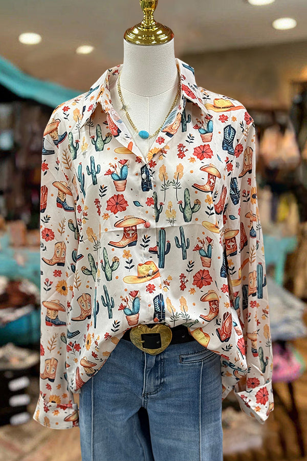 Casual Western Cactus Print Shirt