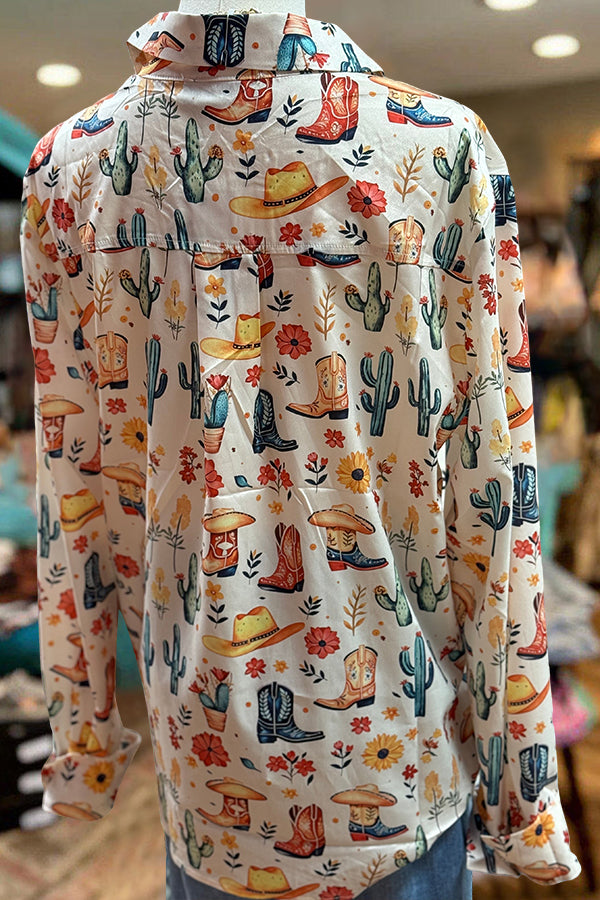 Casual Western Cactus Print Shirt