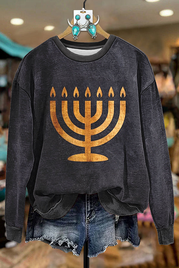 Golden Menorah Hanukkah Sweatshirt