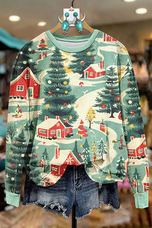 Warm Christmas Printed Sweatshirt