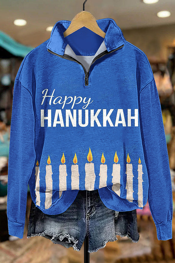 Happy Hanukkah Candle Zip Sweatshirt